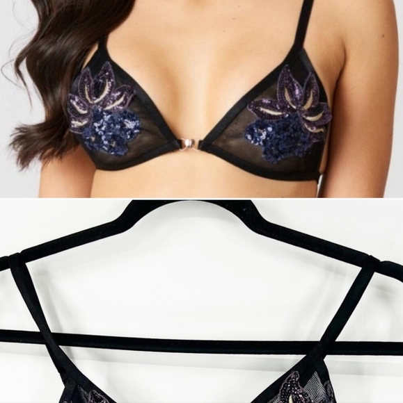 For Love & Lemons Emma Sequin Triangle Bralette